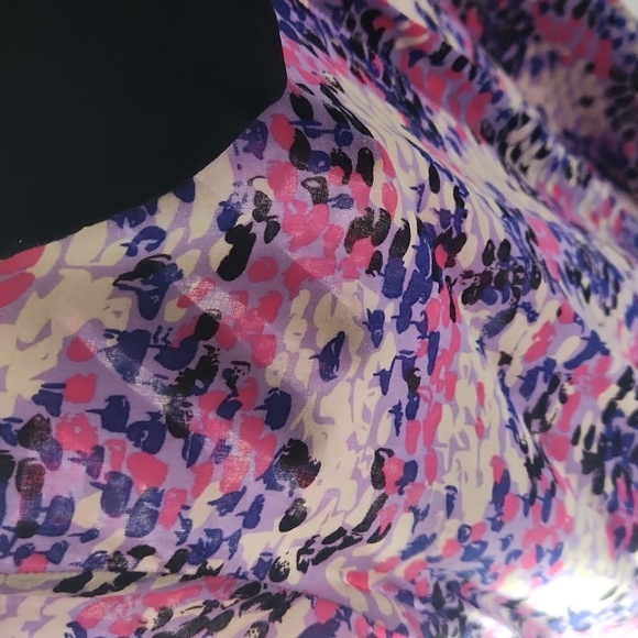 UNICA hiya Pink, purple, white, black pattern blouse cap sleeve Small - Picture 14 of 15